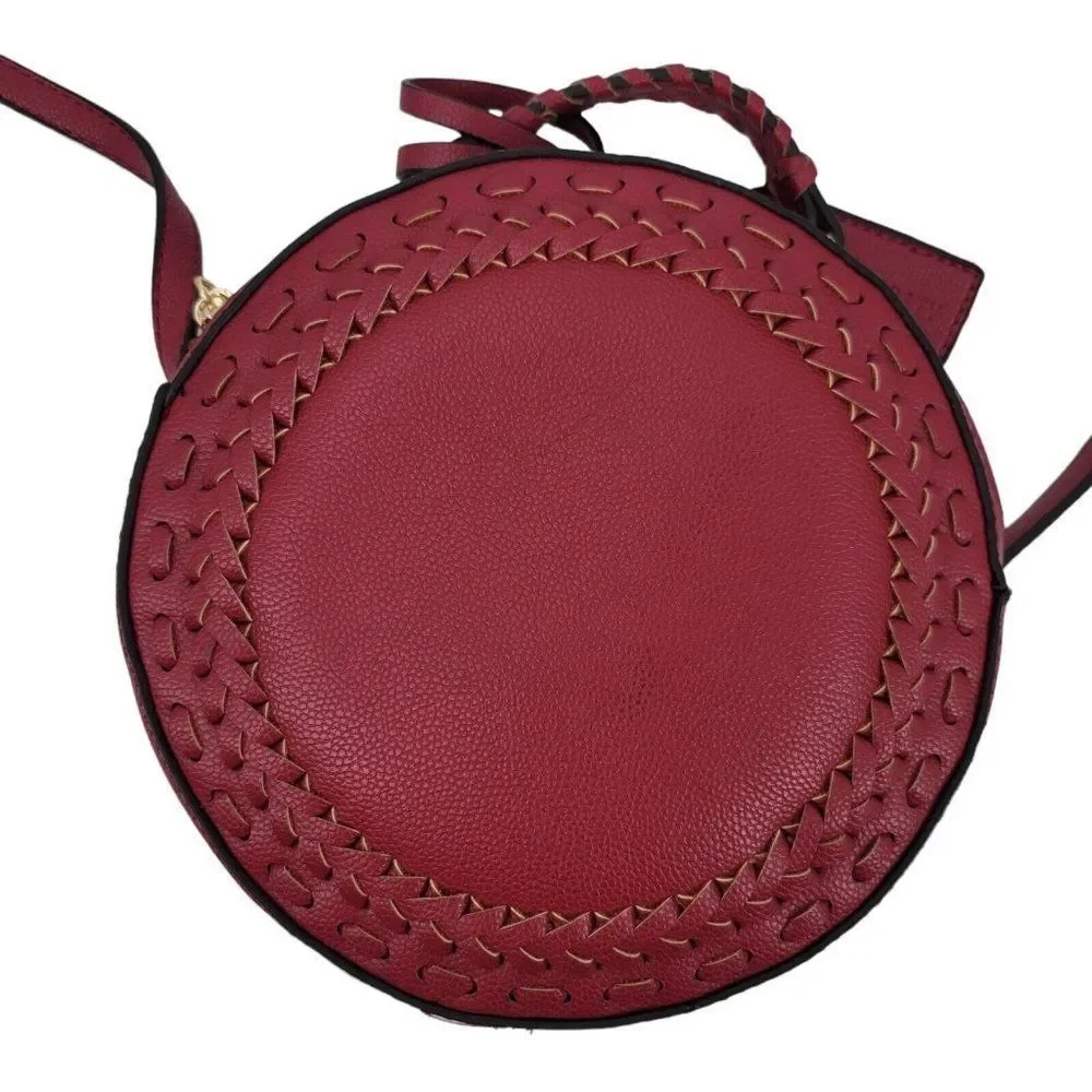 Sole Society Crossbody Round Bag Vegan Leather Red New Purse - Picture 1 of 7